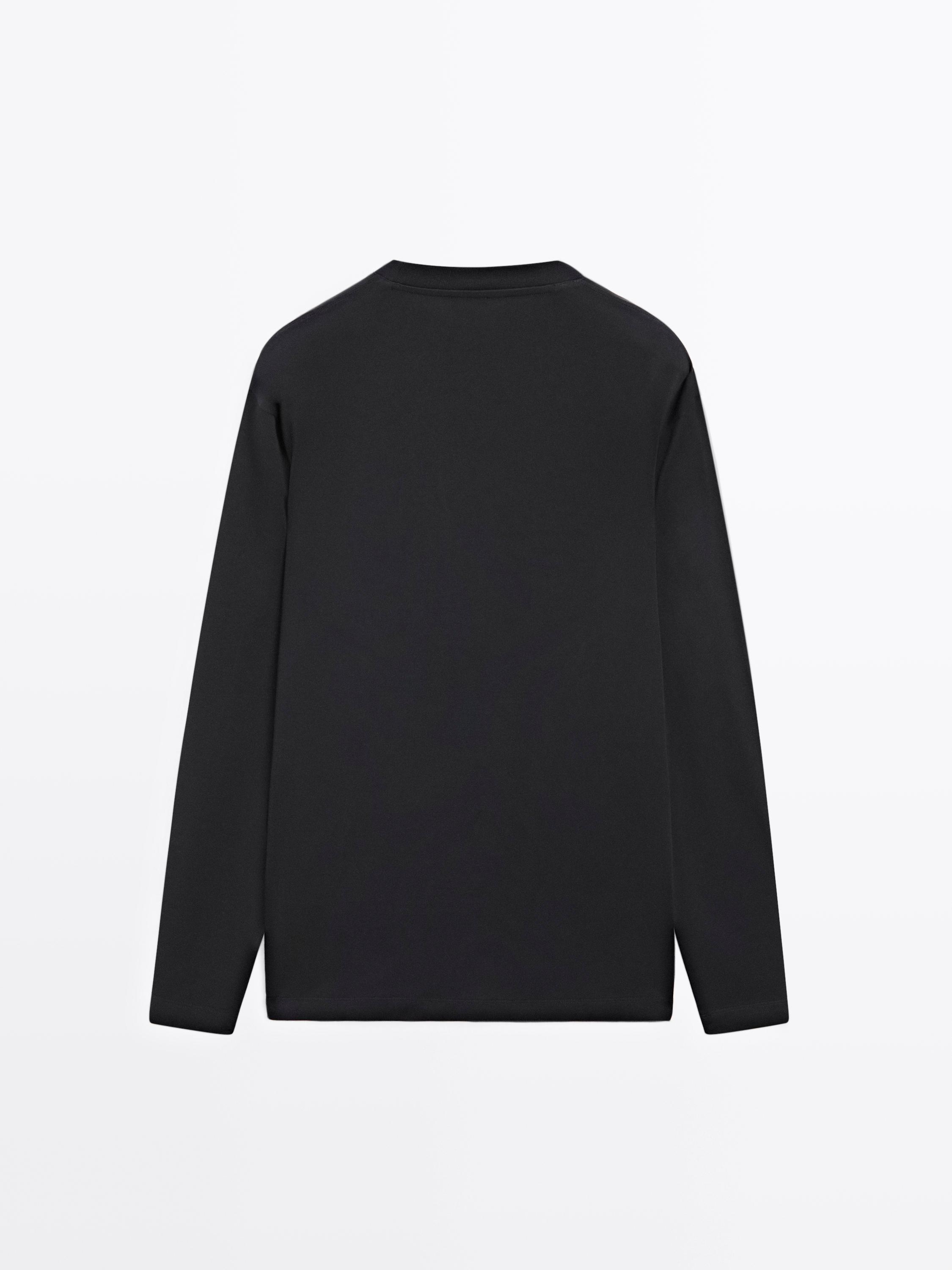 Long sleeve medium weight cotton T-shirt